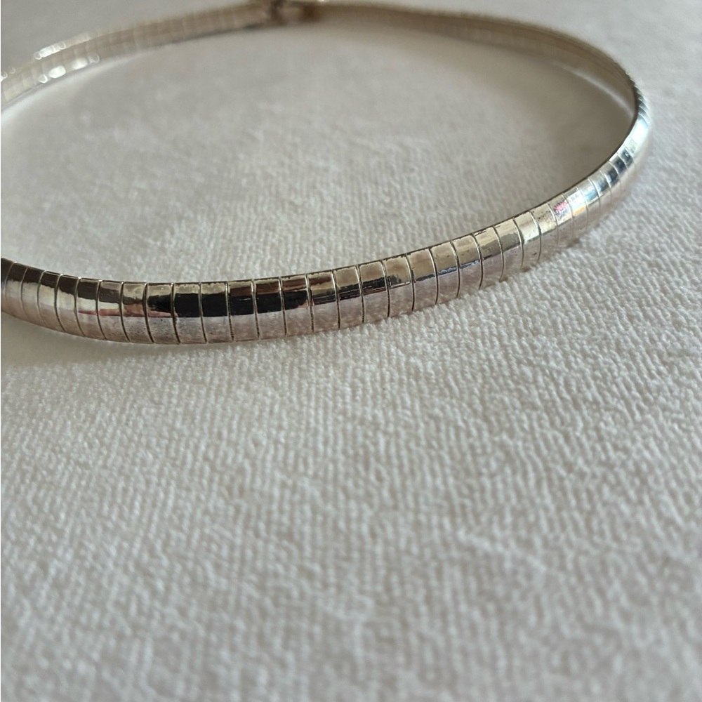 Vintage-Style Italian Stainless Steel Omega Necklace